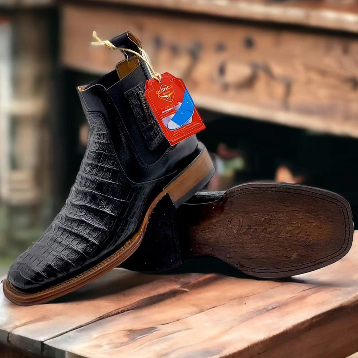  Mens Short Caiman Print Boots