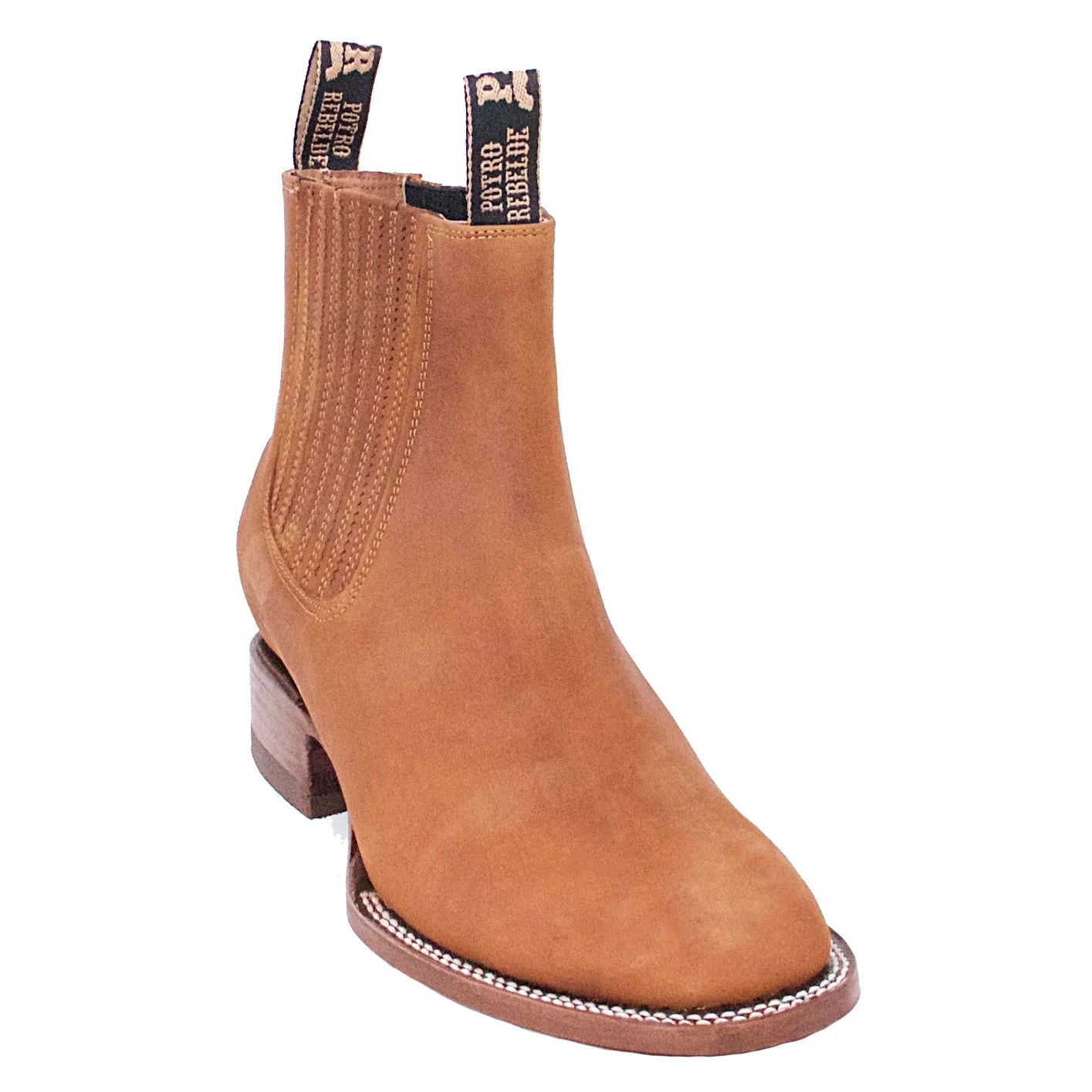  Papaya Suede Charro Square Toe Boots