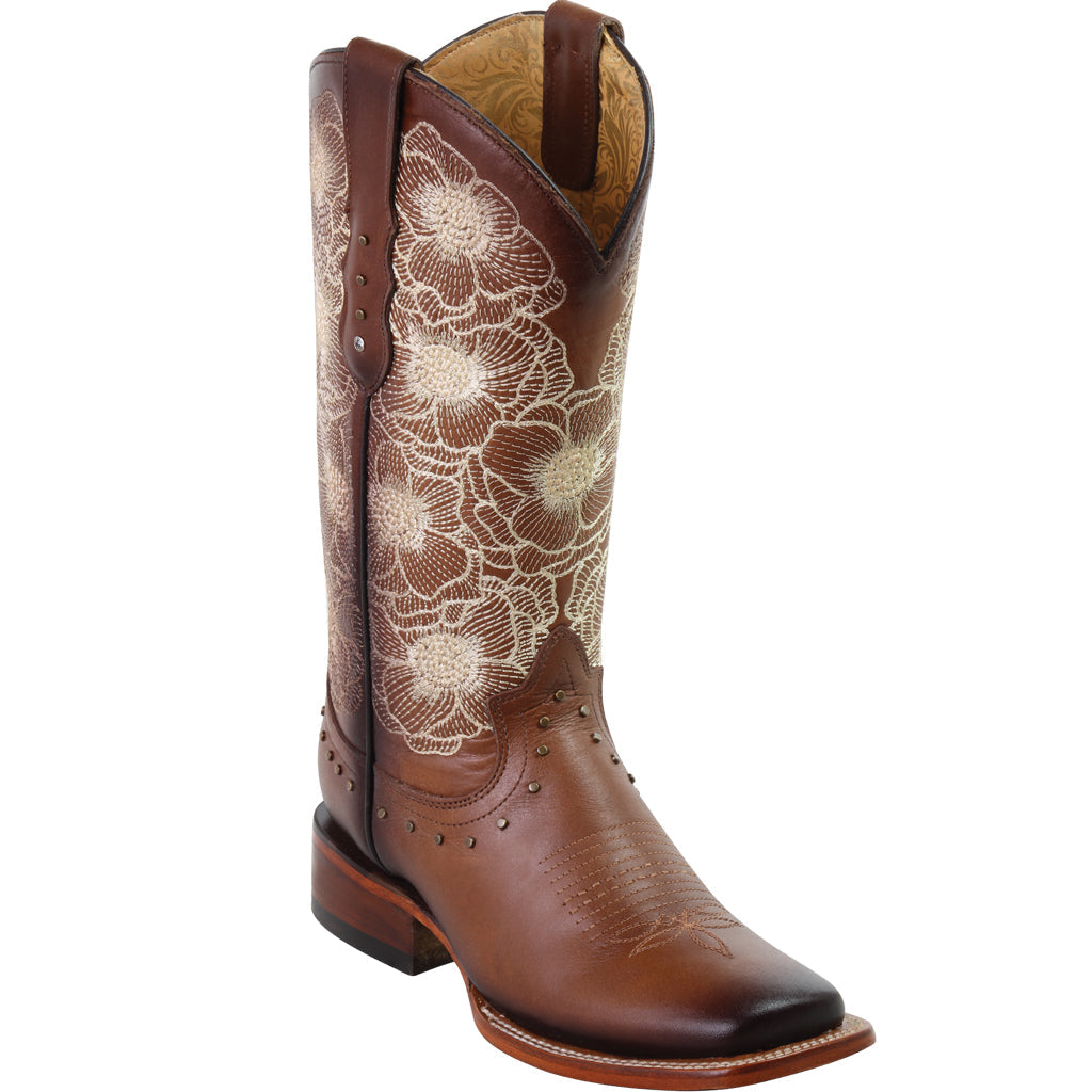  White Flower Embroidered Boots