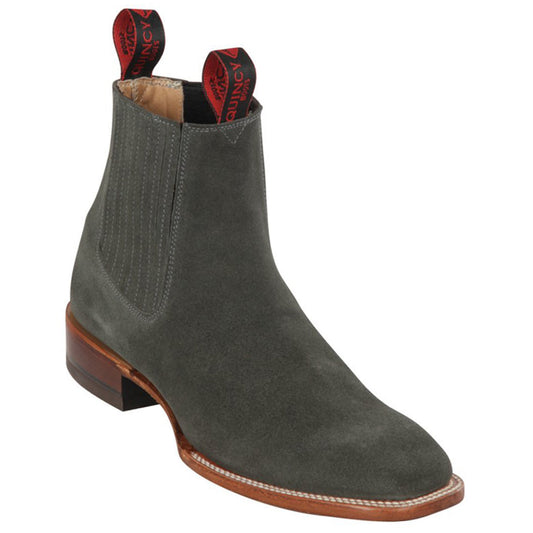  Grey Suede Square Toe Boots