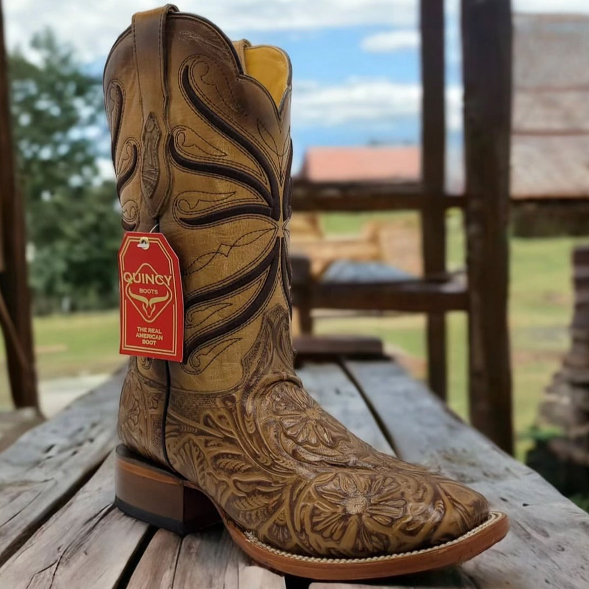  Hand-Tooled Print Cowboy Boots