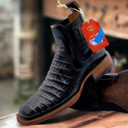  Mens Short Caiman Print Boots