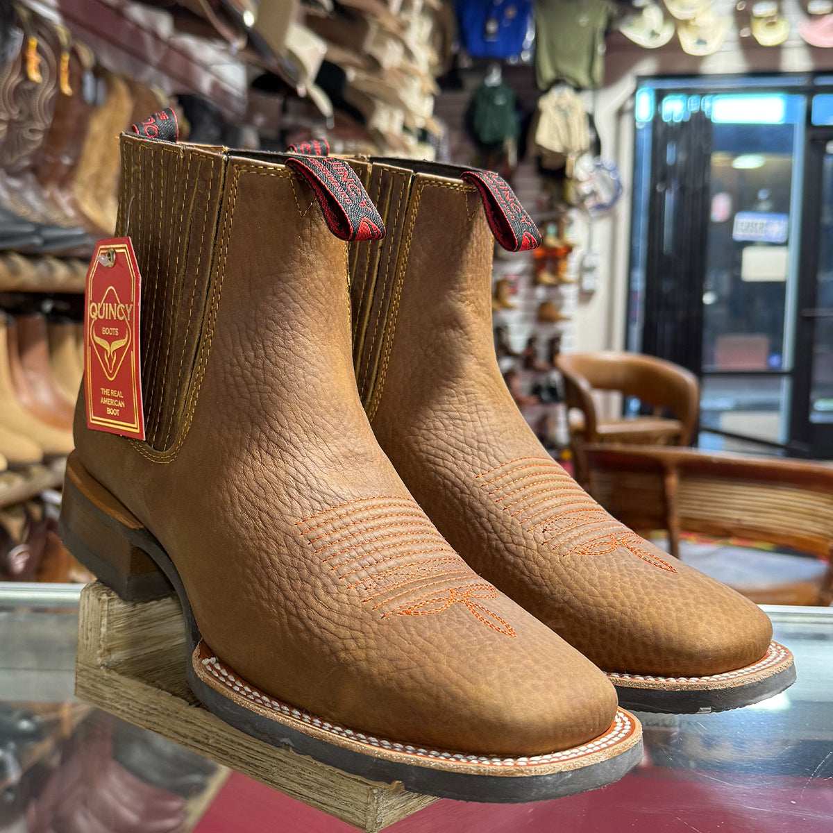  Mens Brown Square Toe Ankle Boot