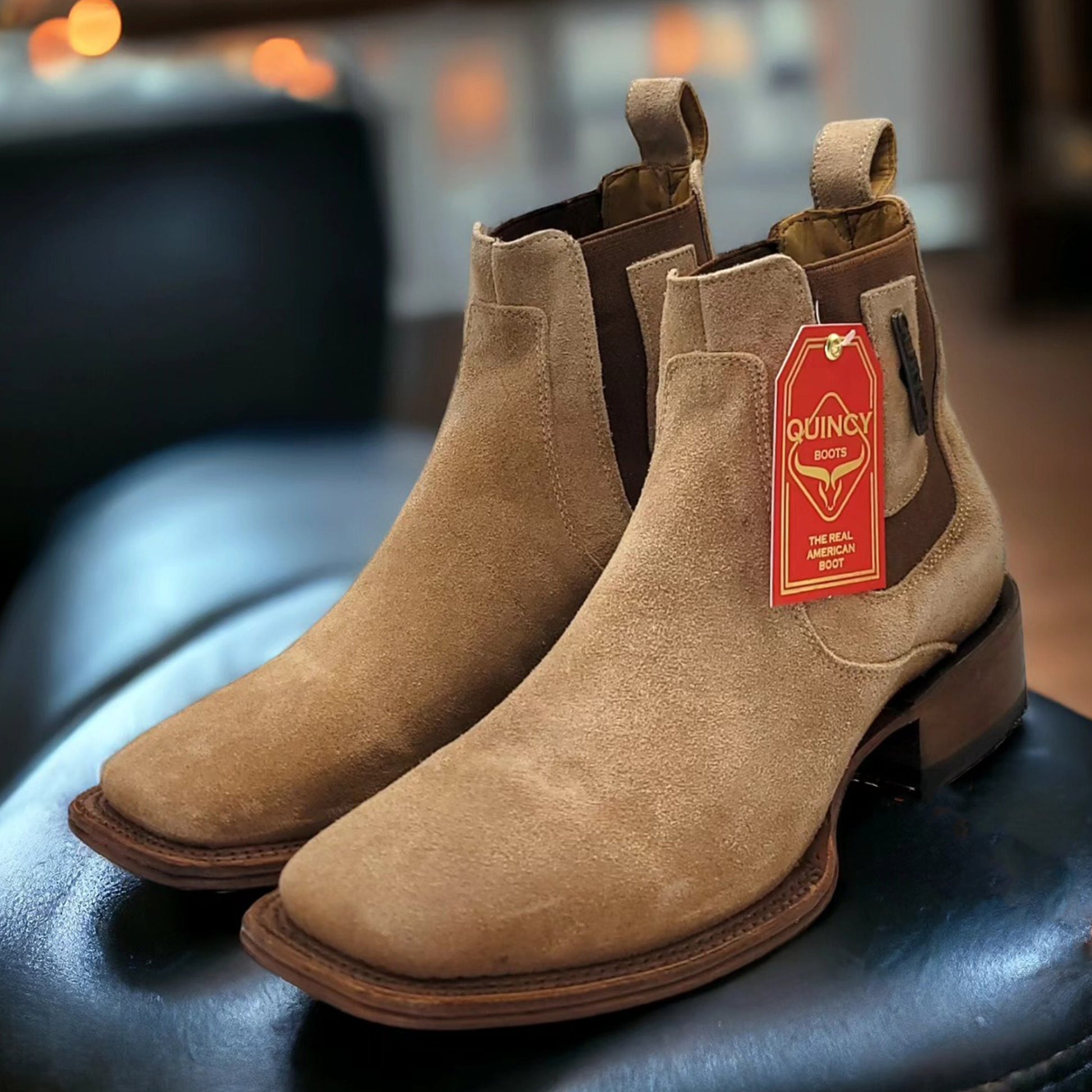  Square Toe Suede Ankle Boots