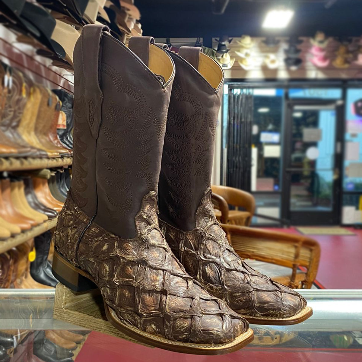  Rustic Brown Pirarucu Cowboy Boots