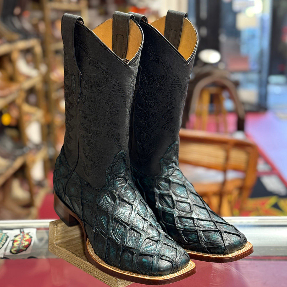  Rustic Turquoise Pirarucu Boots