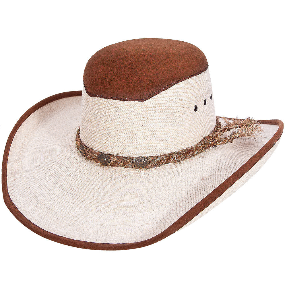  Open Crown Palm Cowboy Hat With Leather