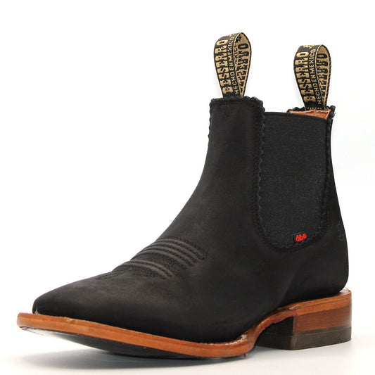  Square Toe Black Short Cowgirl Boots