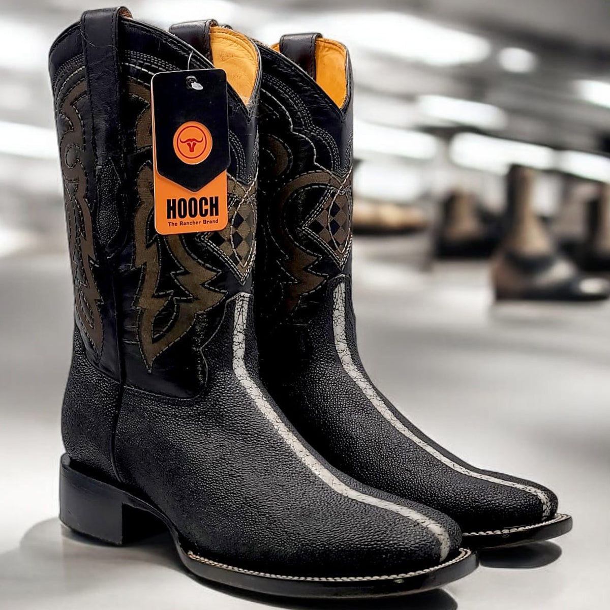  Square Toe Boots Stingray Print