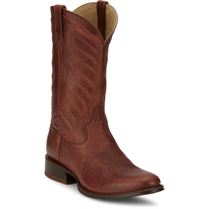 Tony Lama Cognac Round Toe Goat Cowboy Boot