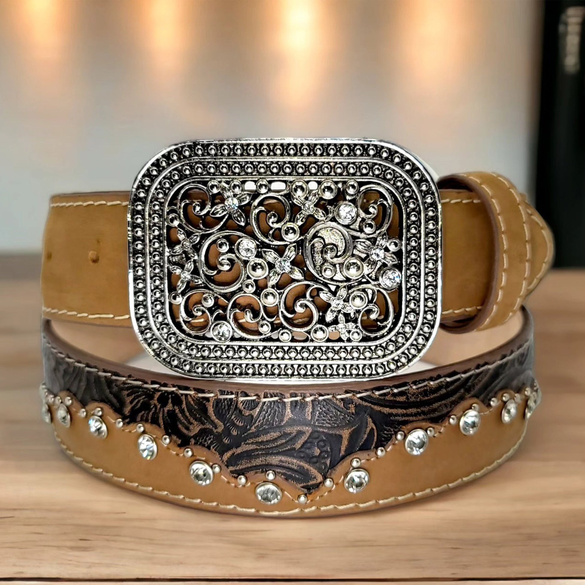  Cowgirl Belt With Buckle Tan