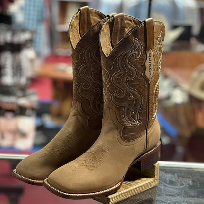  Tan Wide Square Toe Western Boots