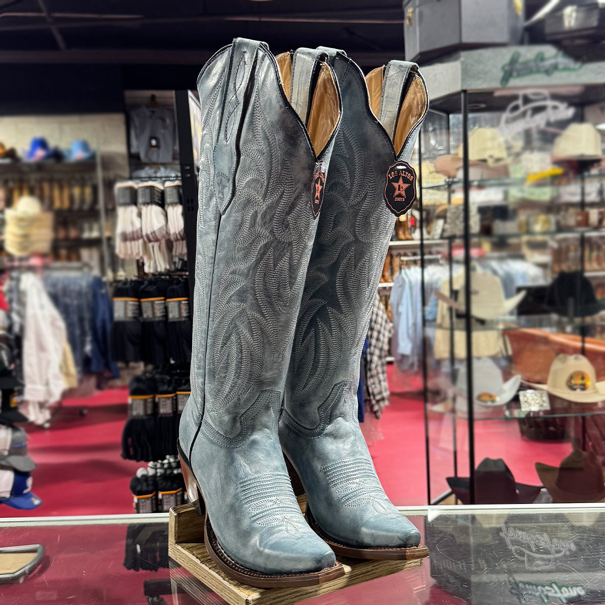 Vintage Blue Jean Knee High Boots