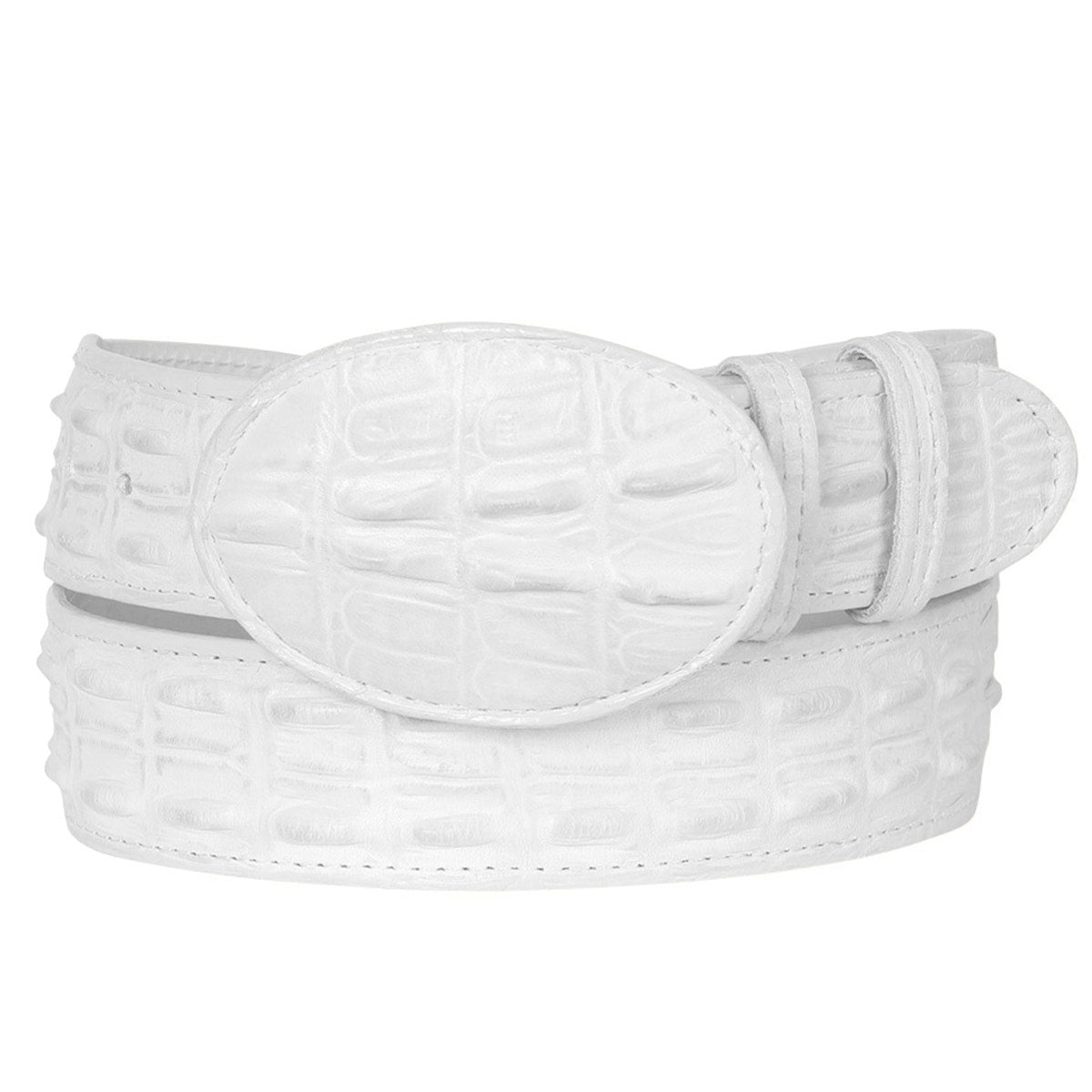  White Crocodile Print Belt