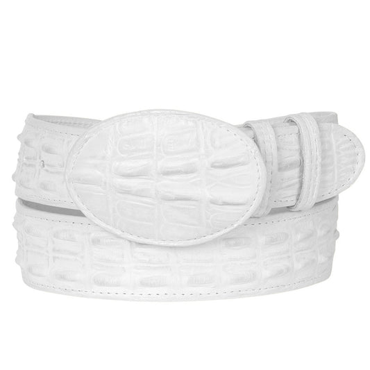  White Crocodile Print Belt