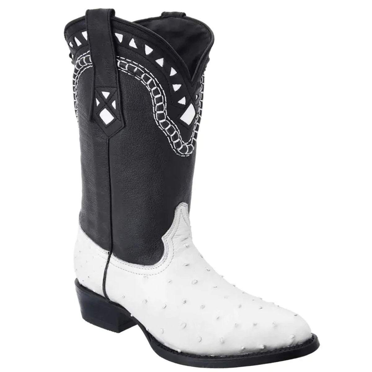  White Ostrich Cowboy Boots J-Toe