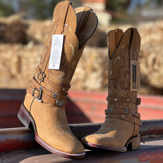  Yoali Tang Square Toe Cowgirl Boots