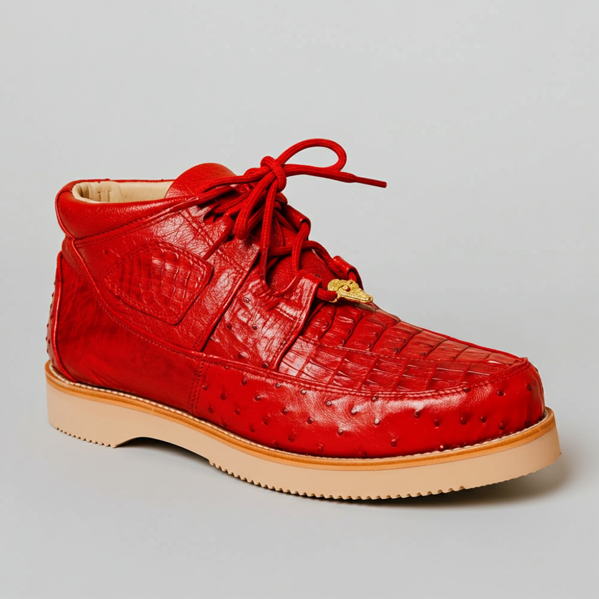  Red Casual Caiman & Ostrich Boots