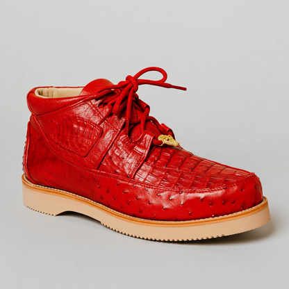  Red Casual Caiman & Ostrich Boots