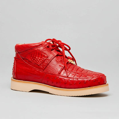  Red Casual Caiman & Ostrich Boots