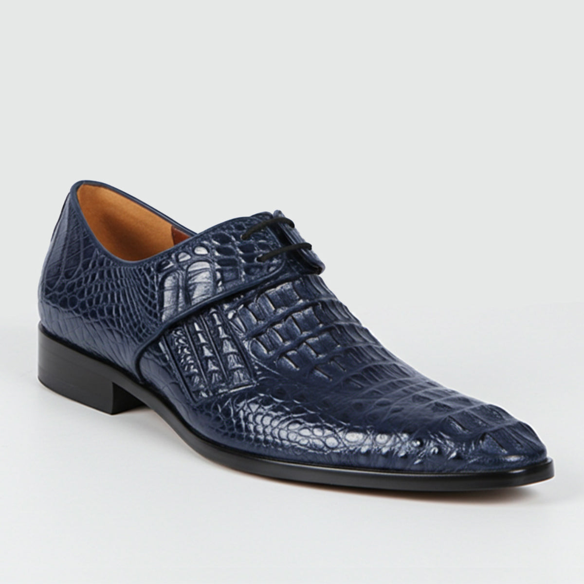  Navy Blue Crocodile Oxford Dress Shoes