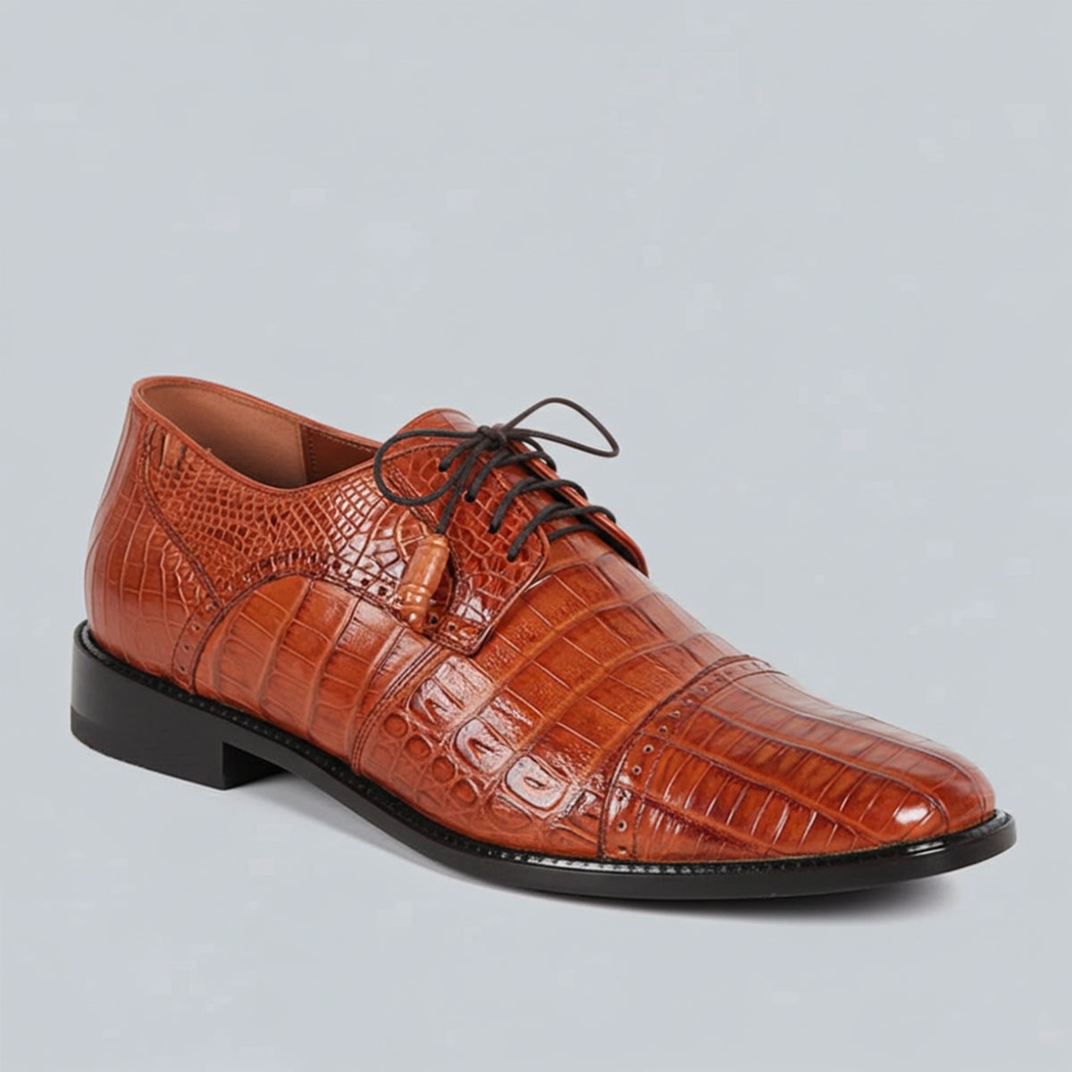  Cognac Caiman Oxford Dress Shoes