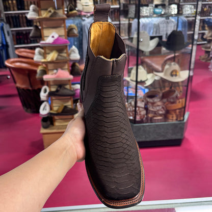  Brown Python Print Short Cowboy Boots