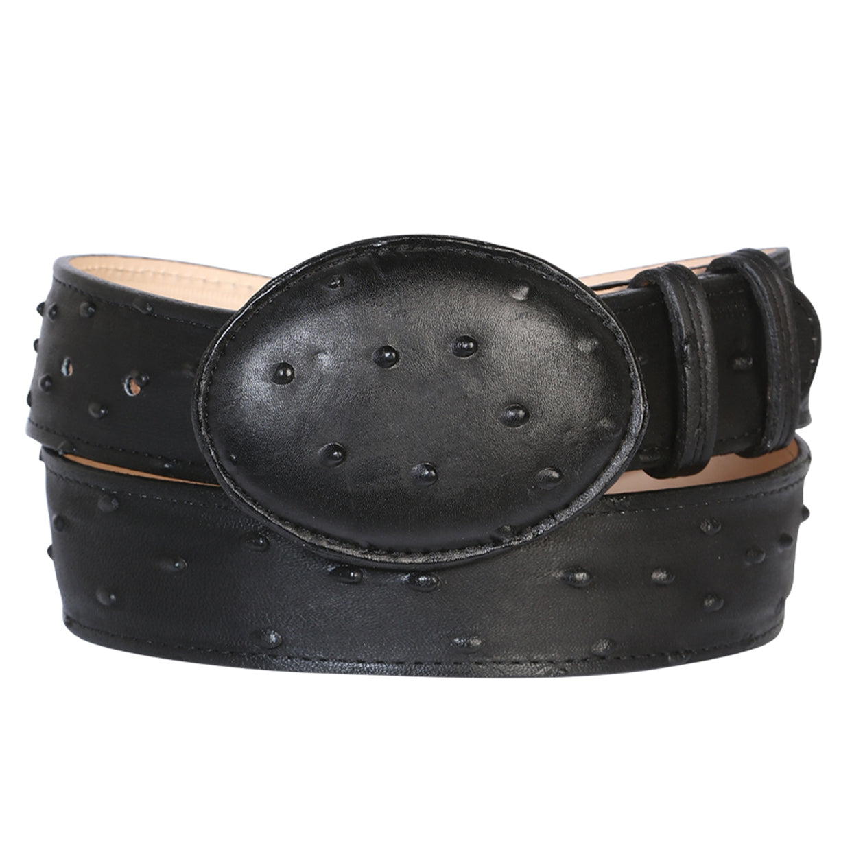  Black Ostrich Print Belt