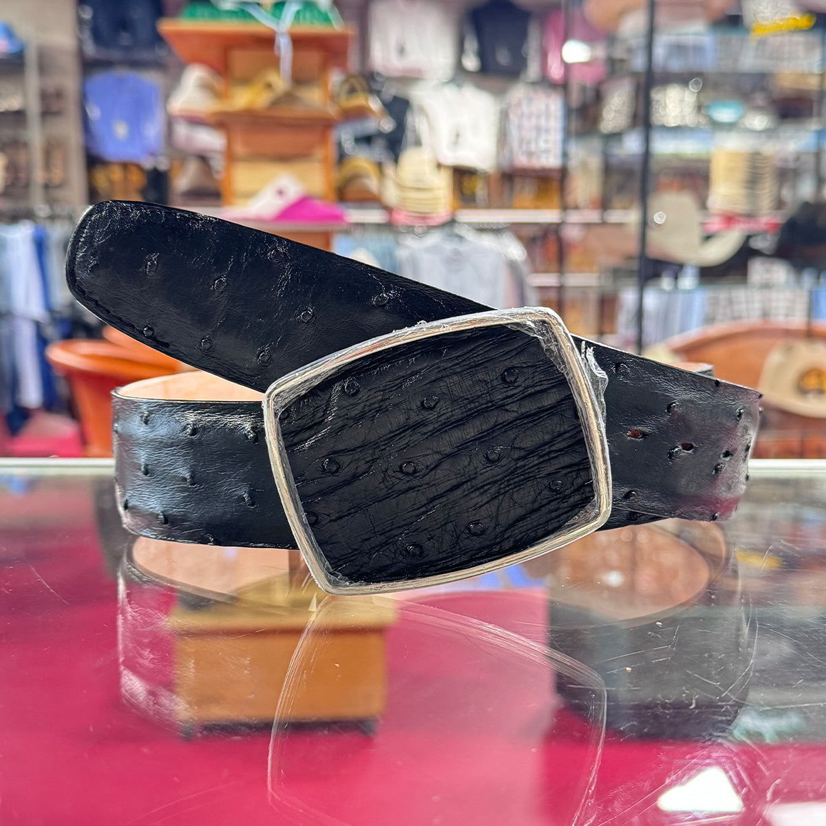  Black Ostrich Belt