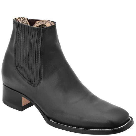  Mens Black Square Toe Ankle Boots