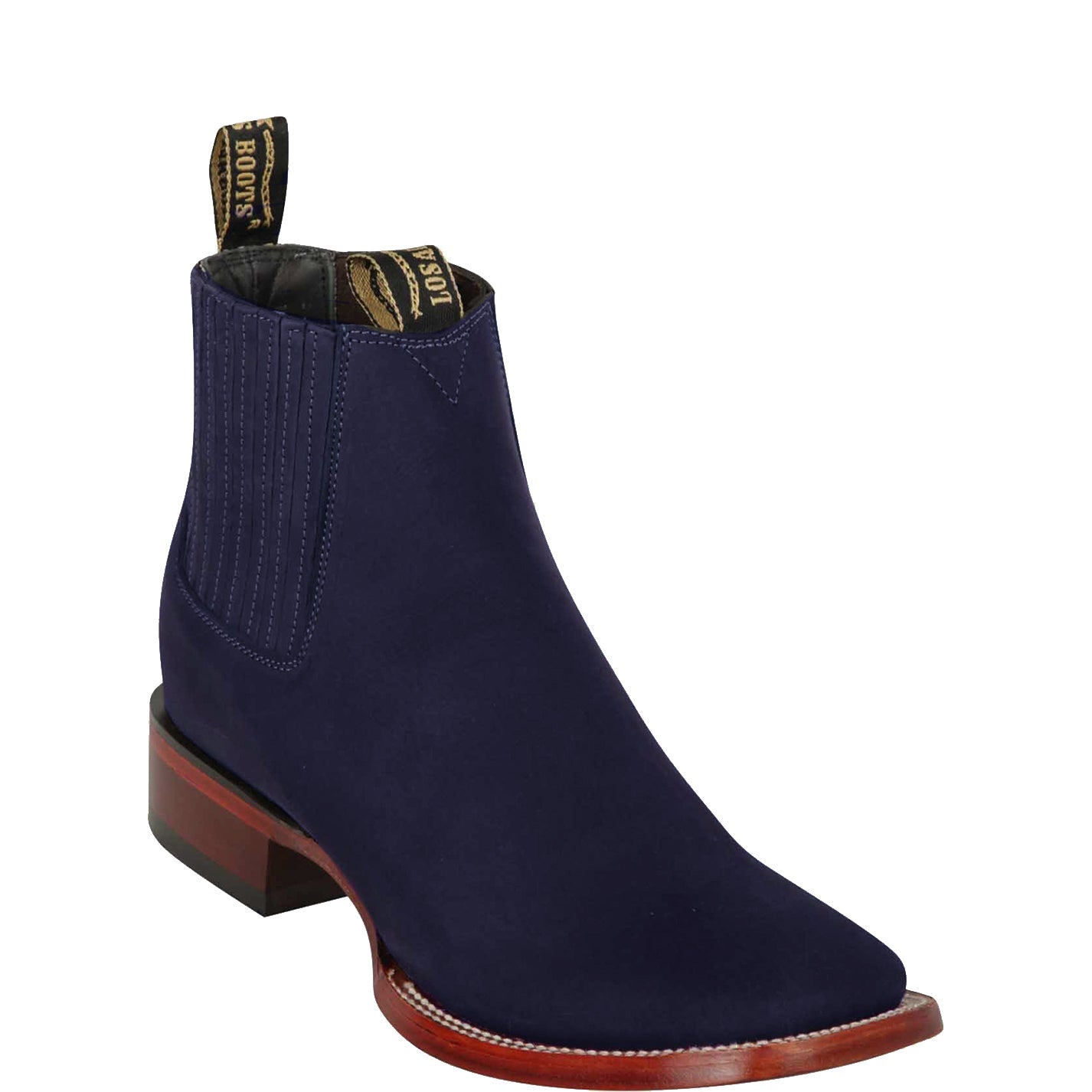  Dark Blue Chelsea Square Toe Boots