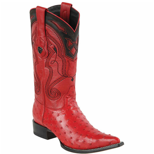  Red Ostrich Boots Pointy Toe