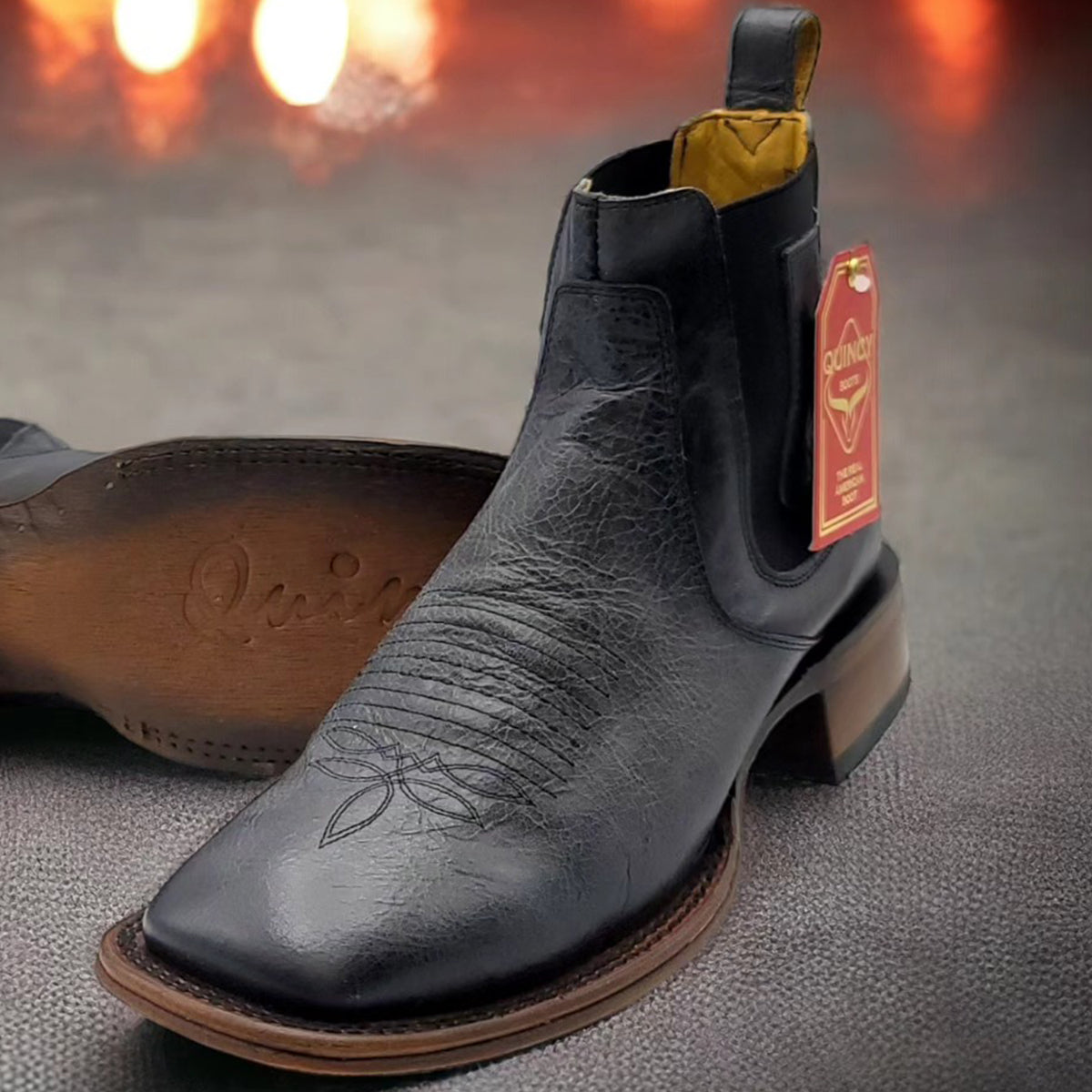  Black Square Toe Ankle Boots