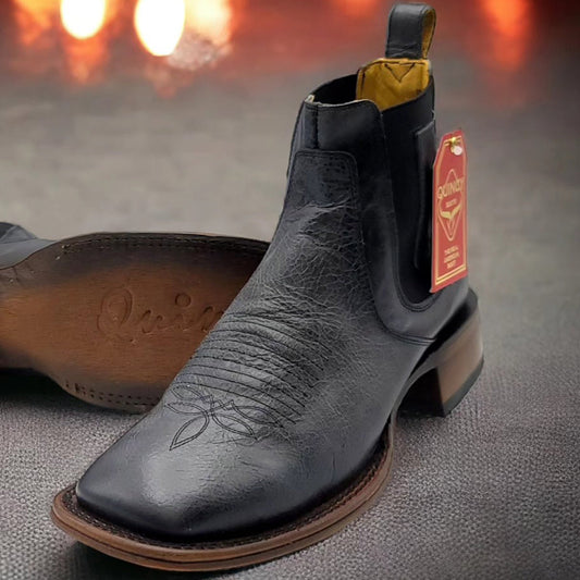  Black Square Toe Ankle Boots