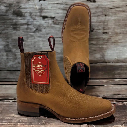  Tan Ankle Square Toe Boots