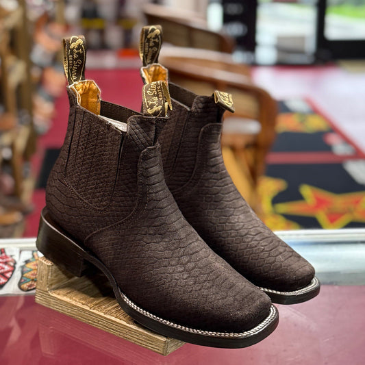  Snakeskin Print Chelsea Square Toe Boots