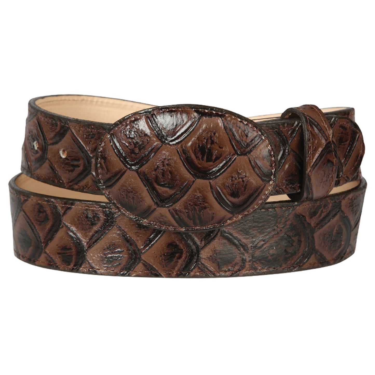  Brown Pirarucu Belt Print