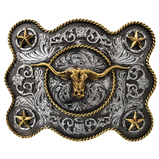 Handmade Stars & Longhorn Belt Buckle