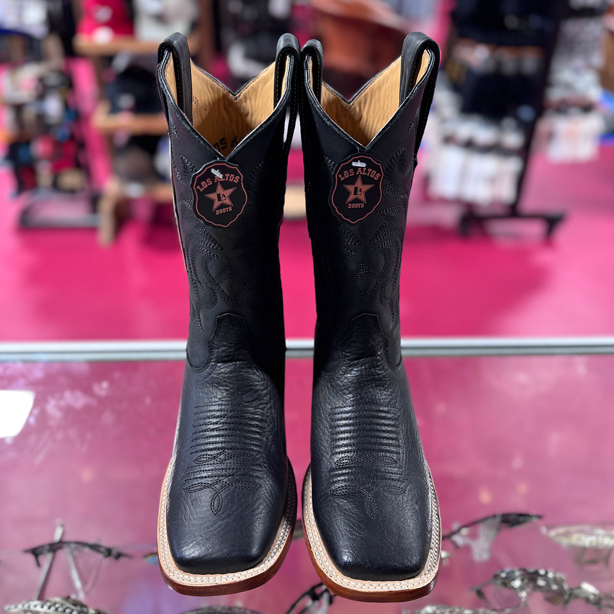 Bull Shoulder Black Square Toe Cowboy Boots