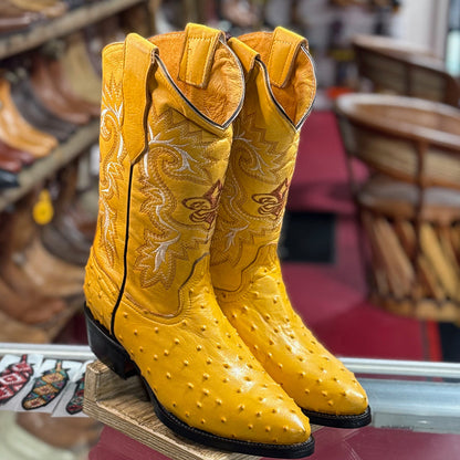  Ostrich Print Boots J-toe Buttercup