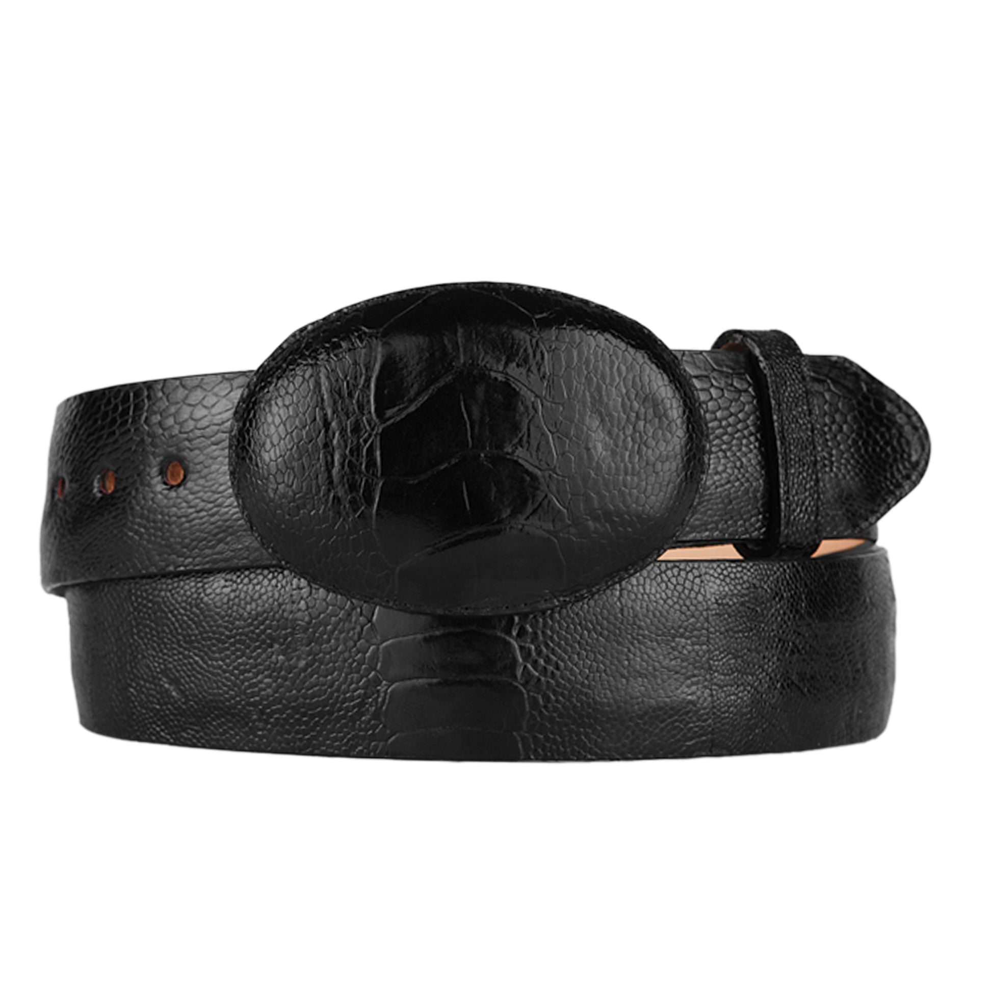  Men's Black Ostrich Leg Cowboy Belt