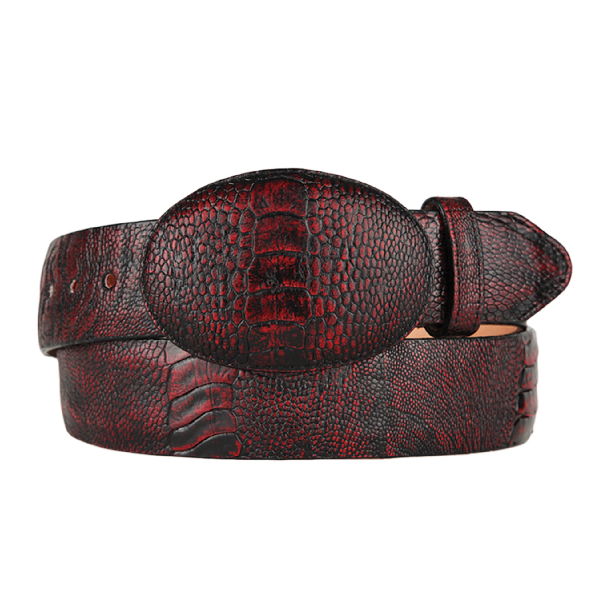  Black Cherry Ostrich Leg Cowboy Belt
