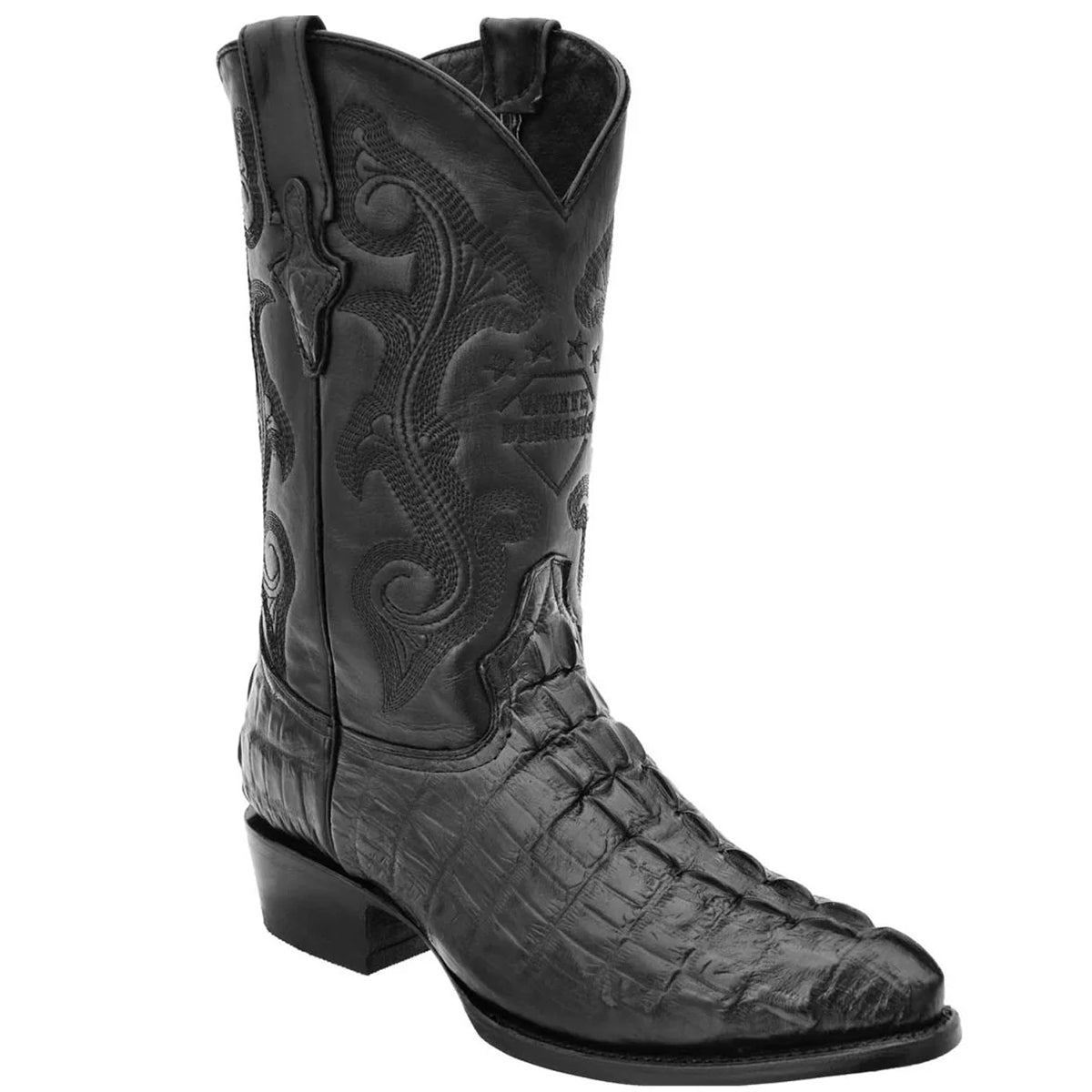  Black Crocodile Print Western Boot J-Toe