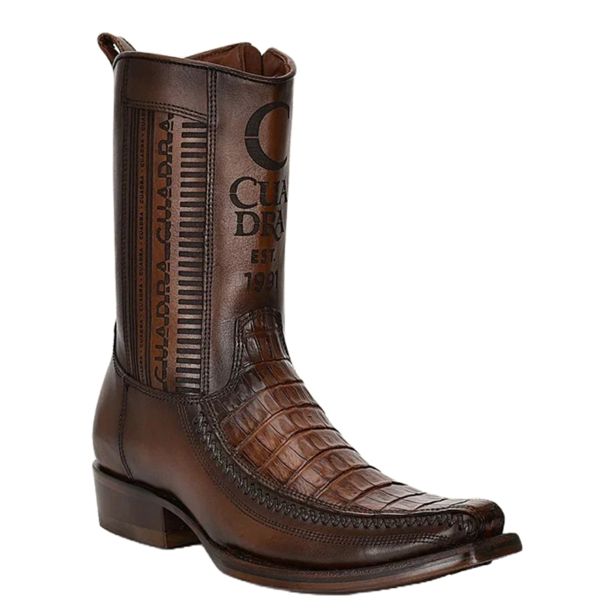  Brown Caiman Belly Zipper Boot