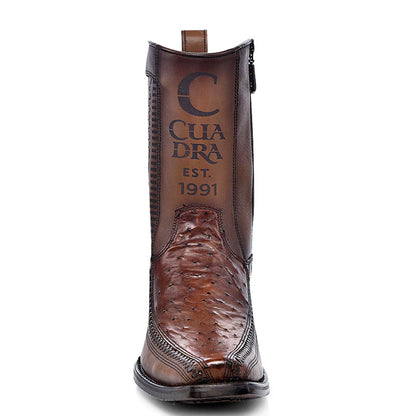  Honey Ostrich Zipper Boot