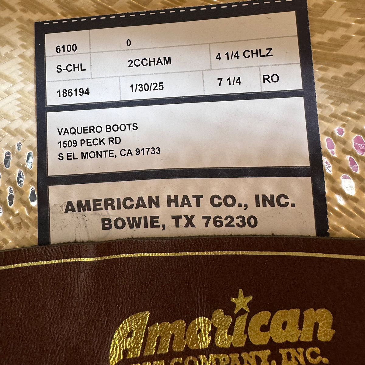  American Hat Co CHL Cowboy Hat 6100