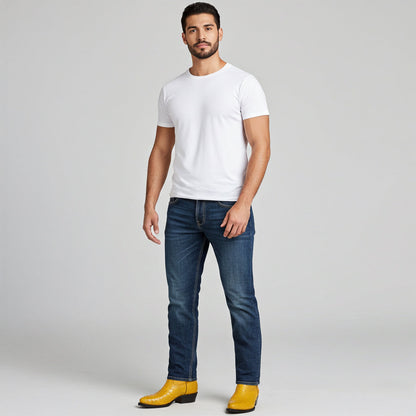  Ostrich Print Boots J-toe Buttercup