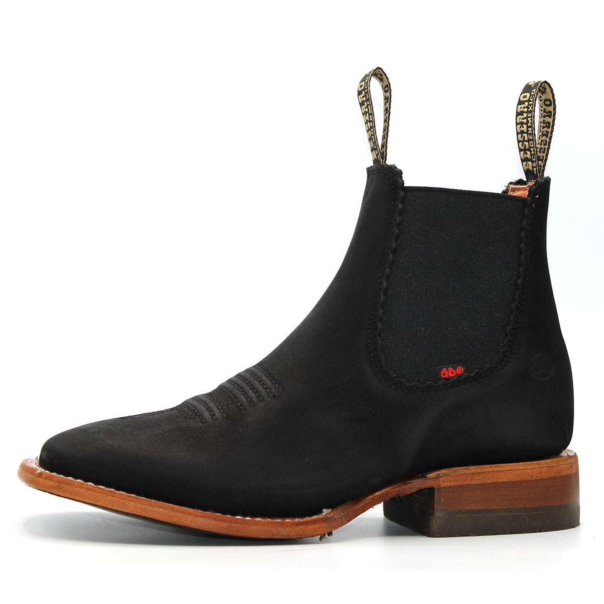  Square Toe Black Short Cowgirl Boots