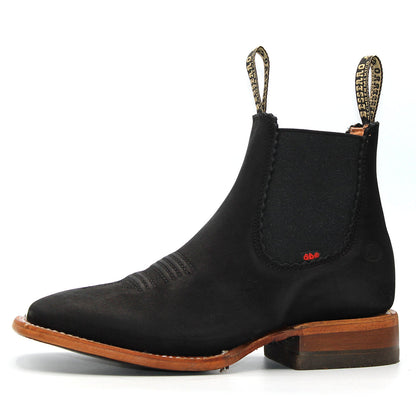  Square Toe Black Short Cowgirl Boots