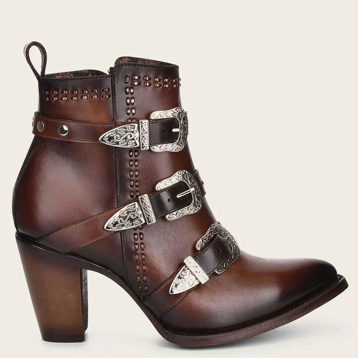  Women's Brown Strap Booties
